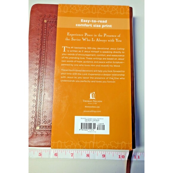 Jesus Calling Large Print Brown LeatherSoft 365 Daily Devotional Sarah Young NEW - Picture 8 of 9